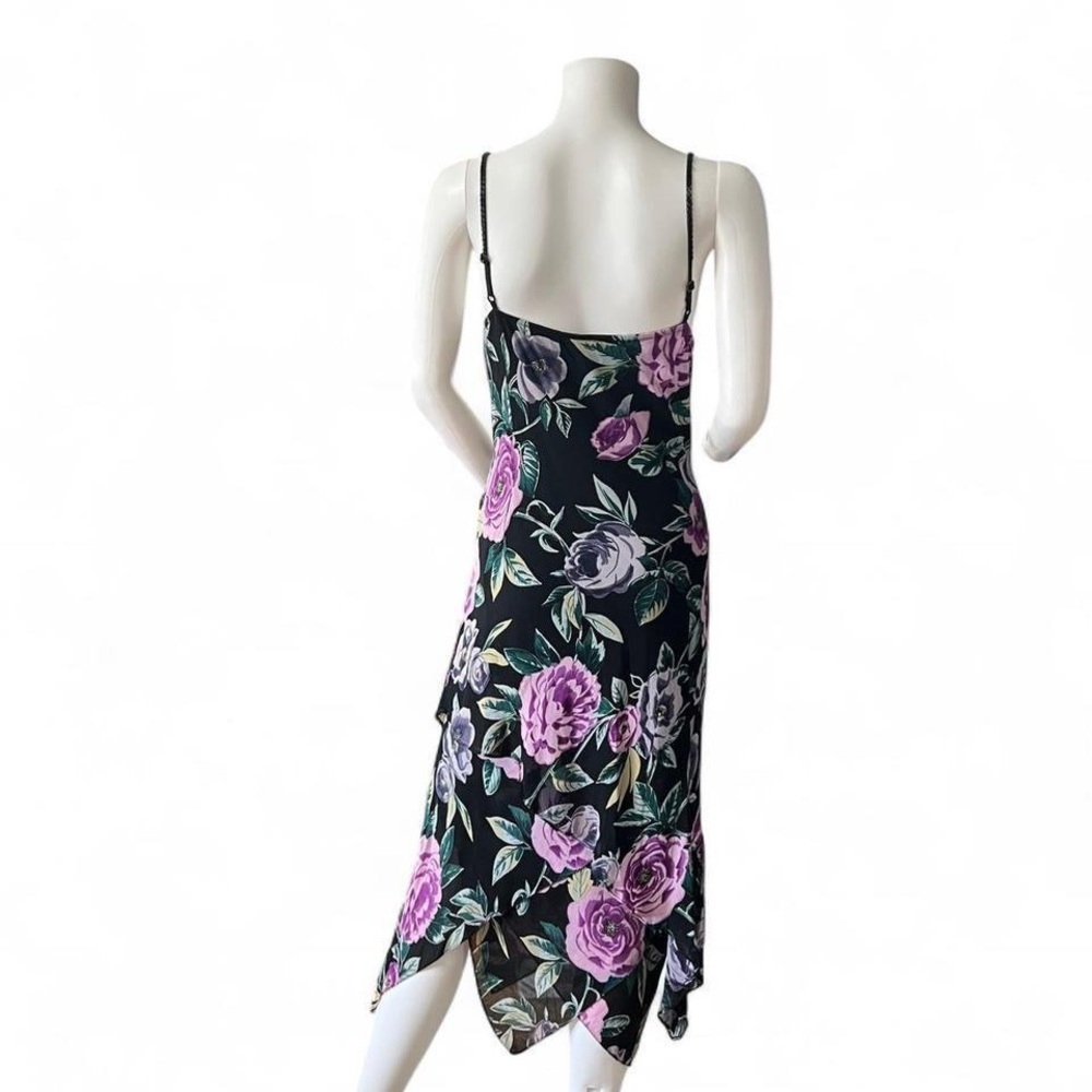 American Vintage Black Slip Dress with Purple Rose Print - Picture 6 of 7